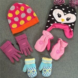 Colorful Winter Hat and Glove Set- Girls 4-6